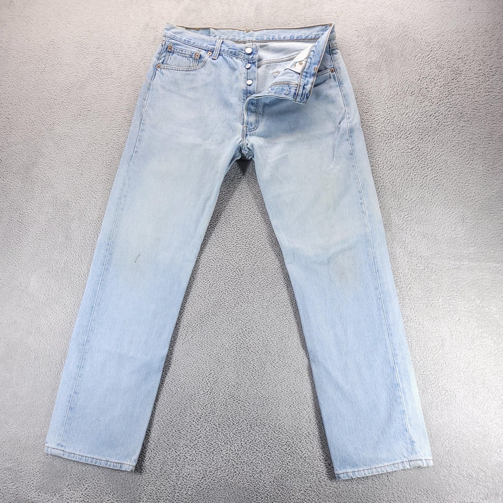 VTG Levis 501 Jeans Mens 36x32 Blue Regular Straight Light Wash Made In USA 90s